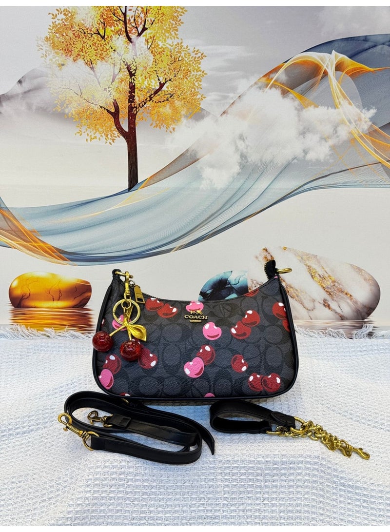 coachoutlet Chic Coach Cherry Embroidered Mini Crossbody Bag with Cherry Charm - Image 1